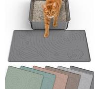 OHMO Cat Litter Mat Trapping Mat Premium Silicone Small 48x30cm, Star Pattern Waterproof and BPA Free Kitty Litter Tray Box Mat, Easy to Clean and Keeps the Floor Tidy, Dark Grey
