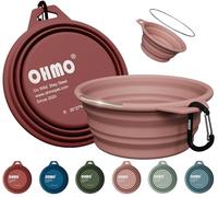OHMO Collapsible Dog Bowl with Built-in Stainless Steel Ring, 2 Pcs Large 800ml Premium Silicone Pet Water Bowls for Cats & Dogs, Portable Dog Travel Bowls for Outdoor Camping Hiking