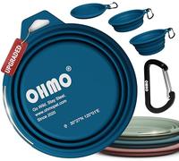 OHMO Collapsible Dog Bowl with Built-in Stainless Steel Ring, Large 800ml Premium Silicone Pet Water Bowls for Cats & Dogs, Portable Dog Travel Bowls for Outdoor Camping Hiking