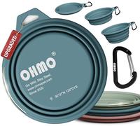 OHMO Collapsible Dog Bowl with Built-in Stainless Steel Ring, Large 800ml Premium Silicone Pet Water Bowls for Cats & Dogs, Portable Dog Travel Bowls for Outdoor Camping Hiking