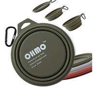OHMO Collapsible Large Dog Bowl, 800ml, Portable Pet Feeding Bowl with Carabiner for Medium to Large Pets, Sturdy, Lightweight, Unique Designed, Great for Indoor Outdoor Travel (Camouflage Green)
