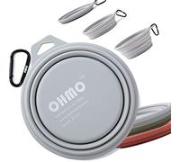 OHMO Collapsible Large Dog Bowl, 800ml, Portable Pet Feeding Bowl with Carabiner for Medium to Large Pets, Sturdy, Lightweight, Unique Designed, Great for Indoor Outdoor Travel(Ash)