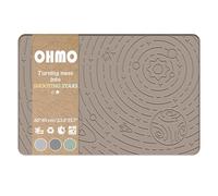 OHMO Dog Food Mat, Waterproof Silicone Cat Food Mat with Raised Edge, Galaxy Pattern Pet Feeding Mat Placemat, Non-Skid Cat Dog Bowl Mat (Beige, 60 * 40cm)