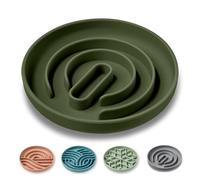 OHMO Slow Feeder Dog Bowl, Silicone Dog Bowls with Suction Cup Slow Down Eating for Cat Puppy, Healthy Eating Anti Choking Anti-Slip Eco-friendly (Circular)