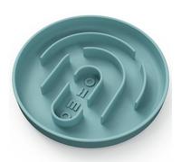 OHMO Slow Feeder Dog Cat Bowl (Small, Circular), Silicone Puppy Food Bowl Anti-Gulping Slow Down Small Dogs Eating Anti Choking No Suction Cup, Light Blue
