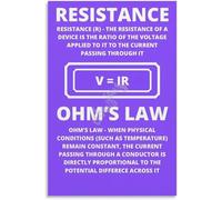 Ohm's Law Poster Physics Classroom Metal Tin Sign Wall Art Decor for Home Bar Cafe Kitchen Garage Funny Vintage Decorative Plaque Gift Idea School 8x12 inch