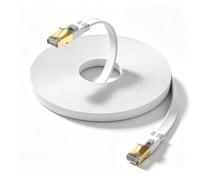 Ohmvolta Cat 8 Ethernet Cable 10m White,High-Speed 40Gbps 2000Mhz Lan Internet Cable Gold Plated RJ45 Connector,Outdoor Indoor Flat S/FTP Patch Cord for Gaming Router Modem,Faster Than Cat7 Cat6 Cat5