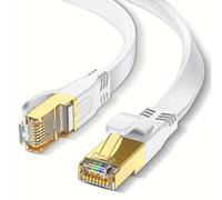 Ohmvolta Cat 8 Ethernet Cable 1m White, Outdoor and Indoor Flat S/FTP Patch Cord 40Gbps, 2000MHz High Speed RJ45 Network Cable for Gaming Router Modem, Backward Compatible with Cat7 Cat6 Cat5
