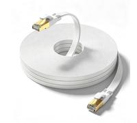 Ohmvolta Cat 8 Ethernet Cable 20m White,High-Speed 40Gbps 2000Mhz Lan Internet Cable Gold Plated RJ45 Connector,Outdoor Indoor Flat S/FTP Patch Cord for Gaming Router Modem,Faster Than Cat7 Cat6 Cat5