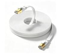 Ohmvolta Cat 8 Ethernet Cable 30m White,High-Speed 40Gbps 2000Mhz Lan Internet Cable Gold Plated RJ45 Connector,Outdoor Indoor Flat S/FTP Patch Cord for Gaming Router Modem,Faster Than Cat7 Cat6 Cat5