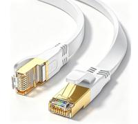 Ohmvolta Cat 8 Ethernet Cable 5m White,High-Speed 40Gbps 2000Mhz Lan Internet Cable Gold Plated RJ45 Connector,Outdoor Indoor Flat S/FTP Patch Cord for Gaming Router Modem,Faster Than Cat7 Cat6 Cat5