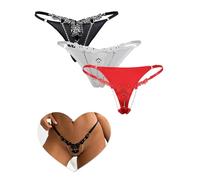 ohmydear Floral G String Thongs for Women Sexy Rhinestones Micro Thong Underwear Lingerie Plus Size Panties Low Rise Tanga Briefs Ladies Knickers Multipack Uk 12