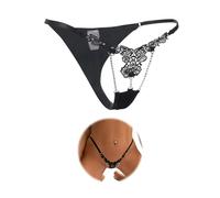 ohmydear Floral G String Thongs for Women Sexy Shiny Rhinestones Micro Thong Underwear Lingerie Plus Size Panties Low Rise Tanga Briefs Ladies Knickers Black UK 10