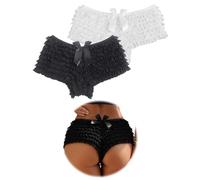 ohmydear Frilly Bloomers for Women Ruffle Lace Shorts Micro Multi-Layer Knickers for Y2K Festival Burlesque Costume Sexy Outfits Hot Pant Plus Size, UK 10-20