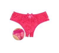 ohmydear Lace French Knickers for Women Plus Size Sexy Hipster Panties Stretchy Bikini Briefs Ladies Crotchless Underwear Sheer Mesh Ruffled Pink Thongs Pantys 14