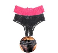 ohmydear Lace French Knickers Plus Size Crotchless Underwear for Women Sexy Cheeky Bikini Panties High Leg Ladies Hipster Briefs Multipack Thongs Underpants Uk 10