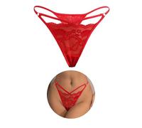 ohmydear Lace Thongs for Women Plus Size Sexy Knickers Low Waist Bikini Underwear Lingerie Stretchy Micro G string Red Tanga Briefs Ladies XXL