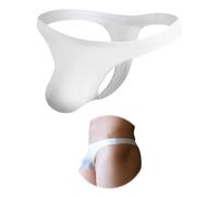 ohmydear Men's Ice Silk Thong Sexy Underwear Seamless Micro Briefs White