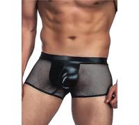 ohmydear Men's Sheer Underwear Briefs Bulge Pouch Boxer Shorts Black Sissy Panties Stretch Hipsters Man Sexy Lingerie Outfits Breathable Trunks Underpants XS