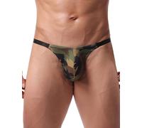 ohmydear Mens Thong Bulge Pouch Underwear Sexy Jock Straps for Men Low Rise G String Thongs T Back Lingerie Jockstrap Breathable Camo Sissy Outfits L