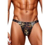 ohmydear Mens Thong Sexy Underwear Comfortable Jock Straps for Men Tiger Print jockstrap Bulge Pouch Sissy Panties Male Thongs Lingerie for Bedroom, Daily Wear Uk L