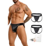 ohmydear Men's Thong Underwear Bulge Pouch Jock Straps for Men Multi Packs Low Rise Mens Jockstrap Plus Size Male Tanga Briefs Black Sissy Lingerie Panties XL