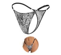 ohmydear Micro Thongs for Women Sexy Plus Size Underwear White Leopard Print Knickers High Leg G String Panties Seamless Tanga Briefs Ladies Thong, Size 10