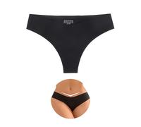 ohmydear No Vpl Thongs for Women Seamless Knickers High Leg Underwear Sexy Panties Plus Size Black Thong Invisible Soft Tanga Briefs Ladies Pants, Size 14