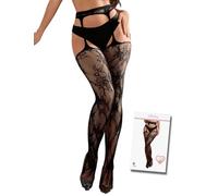 ohmydear Plus Size Fishnet Tights Womens Lace Patterned Suspender Stockings