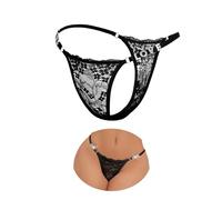 ohmydear Sexy Lace Thongs for Women Rhinestone Love Letters Micro G-String Thong Low Rise Tanga Briefs Ladies Underwear Plus Size No Vpl Black Sheer Knickers XXL