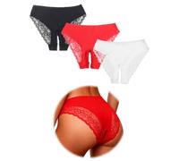 ohmydear Sexy Panties for Women Plus Size Seamless Thongs French Knickers | Soft Lace, Cut Out Ladies Underwear, High Stretch Breathable Tanga, UK 10-18