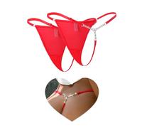 ohmydear Shiny Micro Thongs for Women Sexy Mesh G-String Panties Plus Size | Soft Sheer Mesh Underwear, Low Rise T-Back Tangas, Rhinestone Chain Briefs, Adjustable Waist, Size 8-22, Rave Party Knickers