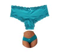 ohmydear Women's Brazilian Knickers Cotton Gusset Lace Satin Panties Sexy Ladies Pants Stretchy Boxers Underwear Smooth Bikini Briefs Plus Size UK 20-22, Green