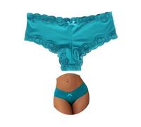 ohmydear Women's Brazilian Knickers Cotton Gusset Lace Satin Panties Sexy Ladies Pants Stretchy Boxers Underwear Smooth Bikini Briefs Plus Size UK 16-18, Green