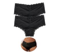 ohmydear Women's Brazilian Knickers Cotton Gusset Lace Trim Satin Panties Sexy Ladies Pants Stretchy Boxers Underwear Smooth Bikini Briefs Plus Size 20-22 Black