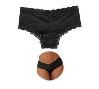 ohmydear Women's Brazilian Knickers Cotton Gusset Lace Trim Satin Panties Sexy Ladies Pants Stretchy Boxers Underwear Smooth Bikini Briefs Plus Size 16-18 Black