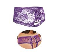 ohmydear Women's French Knickers Lace Thongs Adjustable Back Tie Comfort Sexy Underwear Plus Size Stretch Waistband Breathable G-Strings Panties, UK 8-22 Purple
