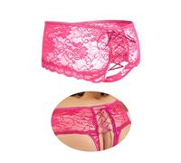 ohmydear Women's French Knickers Lace Thongs Adjustable Back Tie Comfort Sexy Underwear Plus Size Stretch Waistband Breathable G-Strings Panties, UK 8-22 Pink