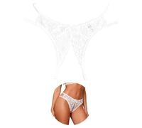 ohmydear Women's Lace Micro Thong Cut Out Sexy Panties Sheer Knicker | Floral French Tanga Briefs, Ladies Underwear, Multipack Undies, Plus Size Lingerie UK 10-18