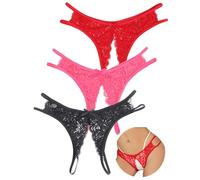 ohmydear Women's Lace Micro Thong Cut Out Sexy Panties Sheer Knicker | Floral French Tanga Briefs, Ladies Underwear, Multipack Undies, Plus Size Lingerie UK 10-18