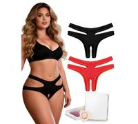 ohmydear Women's Sexy Knickers Plus Size Cheeky Panties Hollow Out Underwear Women Thongs Stretchy Brazilian Tanga Briefs Ladies Pants Multipack