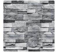 Ohmywor Brick Self Adhesive Wallpaper Peel and Stick Grey Wallpaper Lining Paper Door Sticky Back Wall Paper Paste for Bedroom Kitchen Living Room 45x1000CM