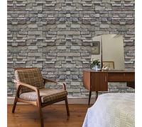Ohmywor Brick Self Adhesive Wallpaper Peel and Stick Stone Paste Brick Effect Wallpaper Lining Paper Vinyl Film for Living Room Walls Bedroom Kitchen Bathroom 45x300CM