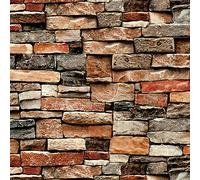 Ohmywor Brick Wallpaper Self Adhesive Peel and Stick Vintage Red 45x300CM