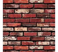 Ohmywor Peel and Stick Brick Wallpaper Self Adhesive Red Vinyl Brick Effect Wallpaper for Walls Living Room Bedroom Kitchen 45x300CM