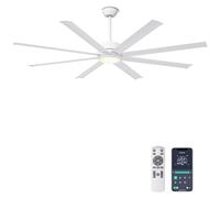 Ohniyou 72‘’ Ceiling Fans with Lights - Large Industrial Ceiling Fan with Remote & APP Control, Dimmable, DC Motor, Outdoor Ceiling Fan for Patio Living Room, White
