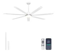 Ohniyou 72 Inch Ceiling Fans with Lights - Large Industrial Ceiling Fan with Remote/APP Control, 7 Aluminum Blades, Dimmable 3CCT, Quiet DC Motor, Big Ceiling Fan for Shop Outdoor Patio Garage, White