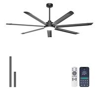 Ohniyou 72 Inch Ceiling Fans with Lights - Large Industrial Ceiling Fan with Remote/APP Control, 7 Aluminum Blades, Dimmable 3CCT, Quiet DC Motor, Big Ceiling Fan for Shop Outdoor Patio Garage, Black
