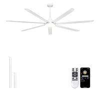 Ohniyou 84 Inch Ceiling Fans with Lights - Large Industrial Ceiling Fan with Remote/APP Control, 7 Aluminum Blades, 3CCT, Quiet DC Motor, Big Ceiling Fan for Shop Outdoor Patio Garage, White