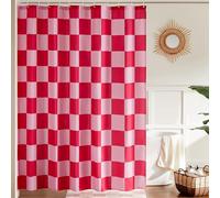 Ohocut Checkered Shower Curtain, Double Pink Plaid Shower Curtains for Bathroom, Cute Retro Checkerboard Shower Curtain Vintage Aesthetic, Machine Washable Fabric Bath Curtain, 180x180cm